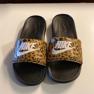 Nike leopard print slides